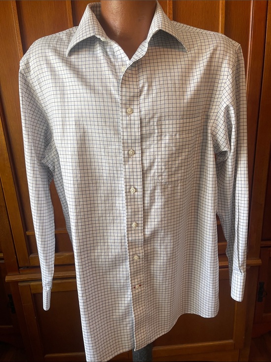 Cremieux Other - Daniel Cremieux White Shirt with Navy Windowpane Check